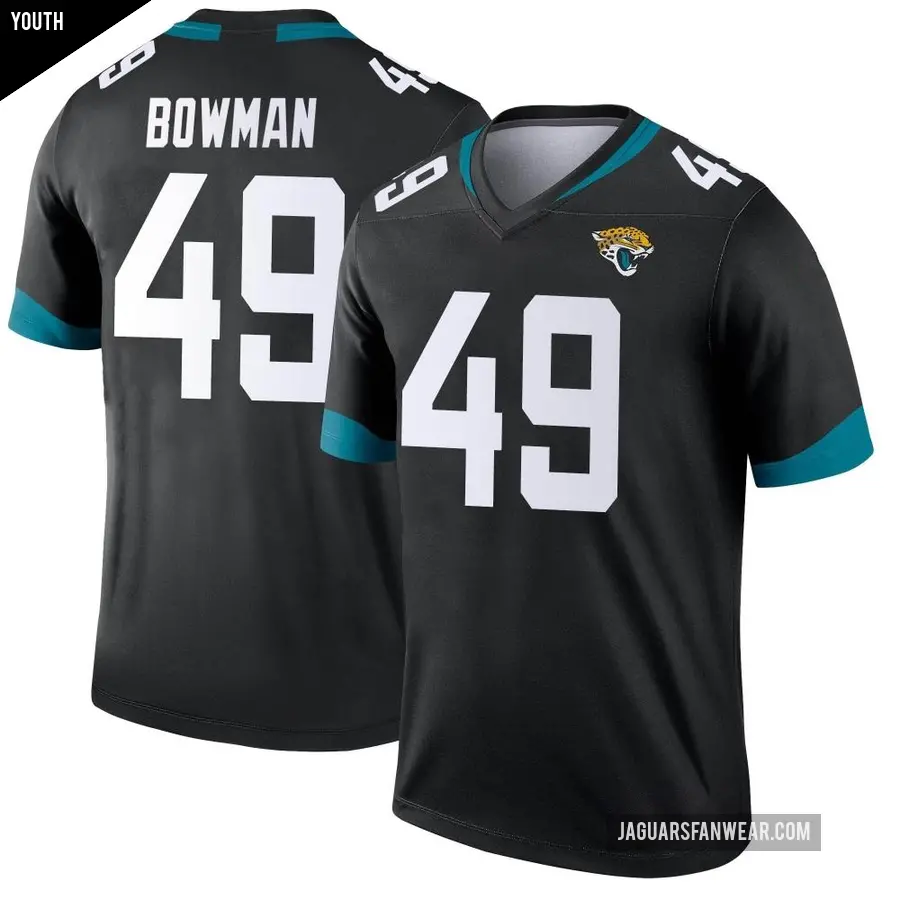 Youth Jacksonville Jaguars ＃49 Shawn Bowman Black Legend Jersey