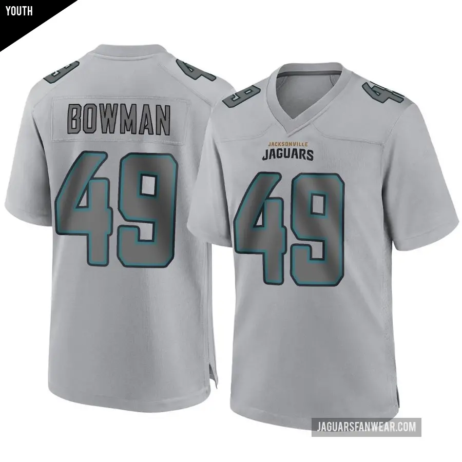Youth Jacksonville Jaguars ＃49 Shawn Bowman Gray Game Atmosphere Fashion Jersey
