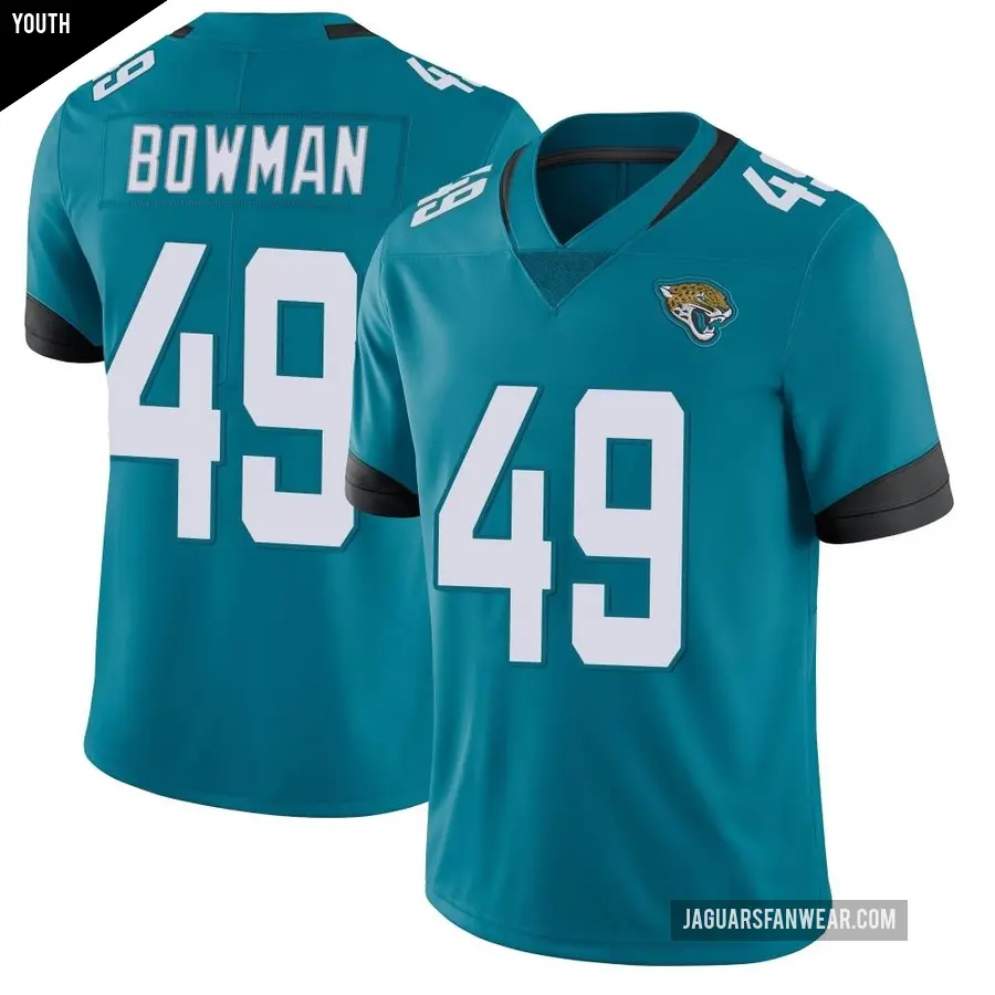 Youth Jacksonville Jaguars ＃49 Shawn Bowman Teal Limited Vapor Untouchable Jersey