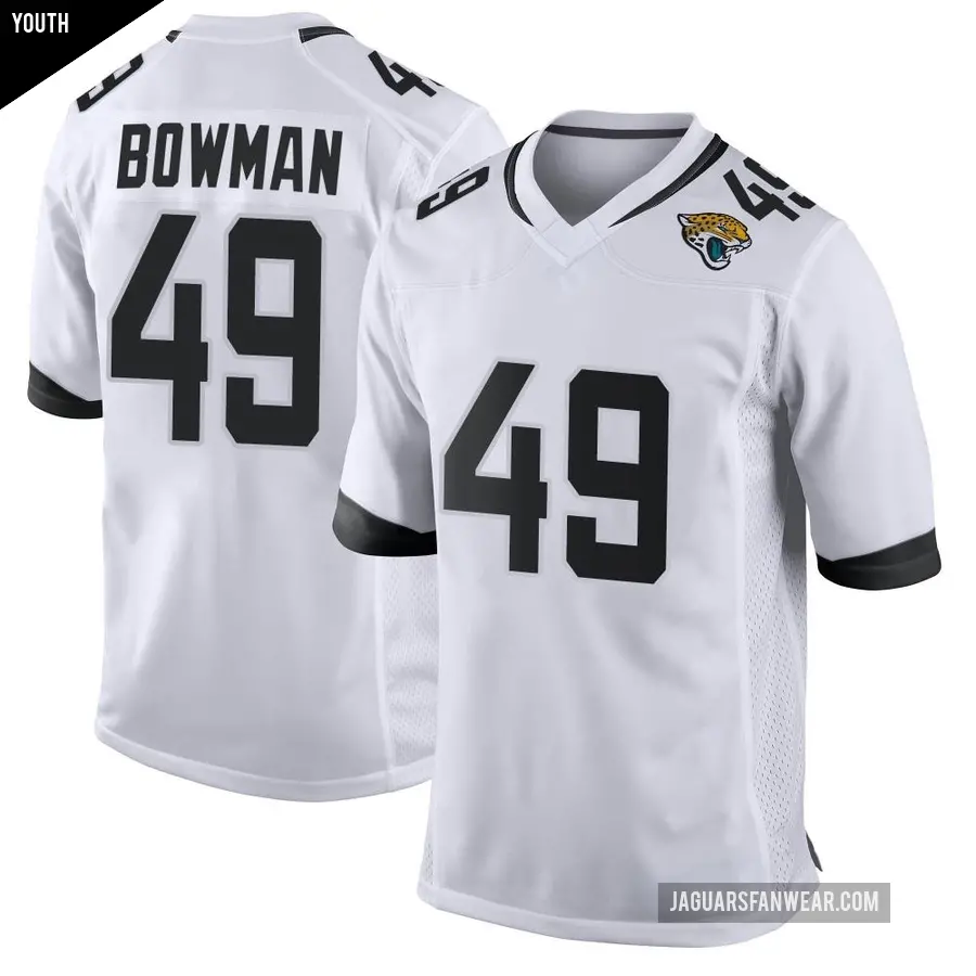 Youth Jacksonville Jaguars ＃49 Shawn Bowman White Game Jersey