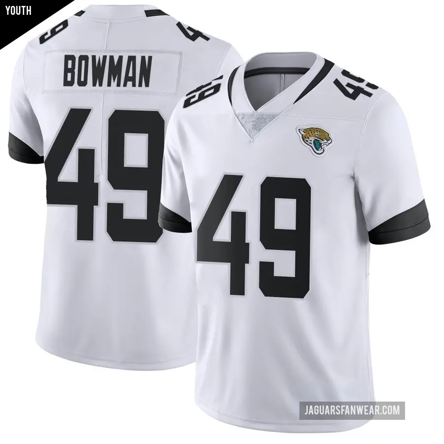 Youth Jacksonville Jaguars ＃49 Shawn Bowman White Limited Vapor Untouchable Jersey