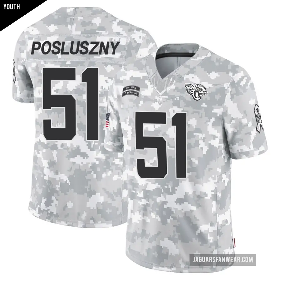 Youth Jacksonville Jaguars ＃51 Paul Posluszny Arctic Camo Limited 2024 Salute to Service Jersey