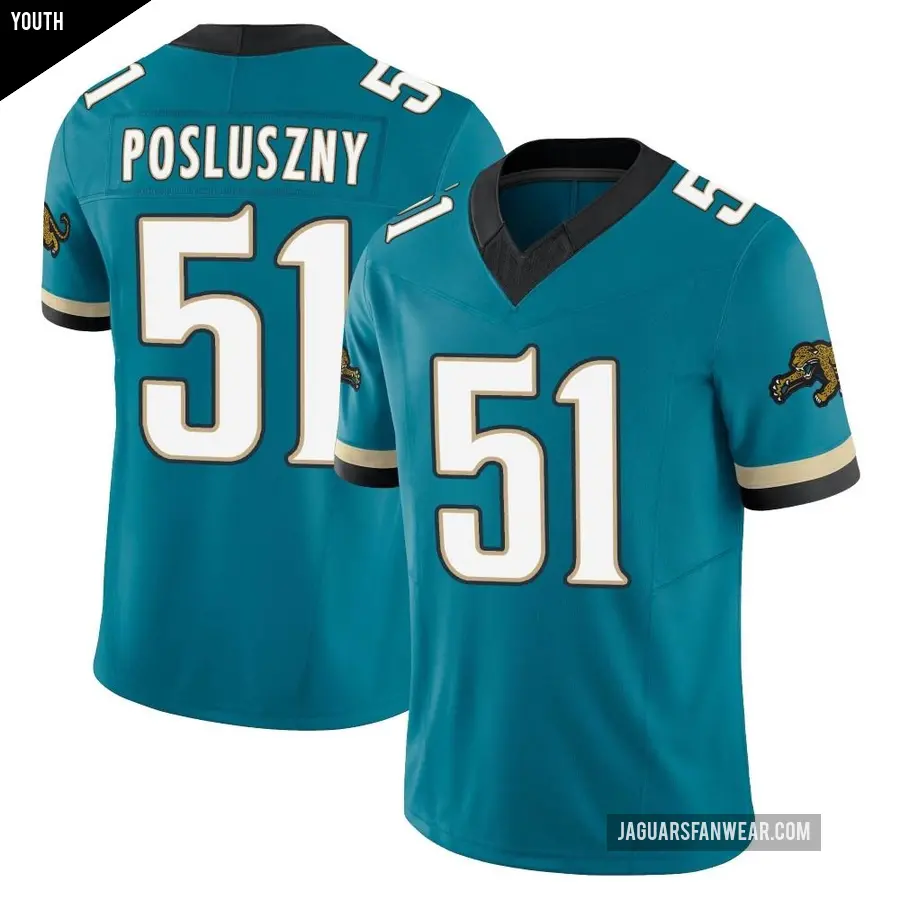 Youth Jacksonville Jaguars ＃51 Paul Posluszny Teal Limited Prowler Throwback Vapor F.U.S.E. Jersey