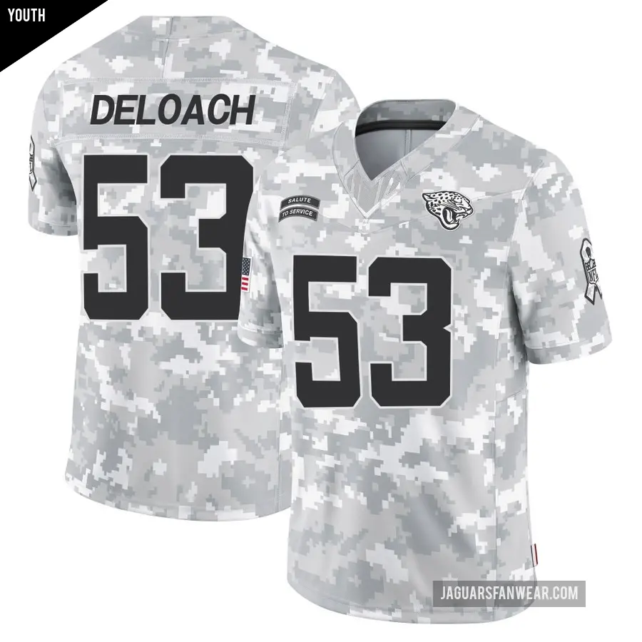 Youth Jacksonville Jaguars ＃53 Kalen DeLoach Arctic Camo Limited 2024 Salute to Service Jersey