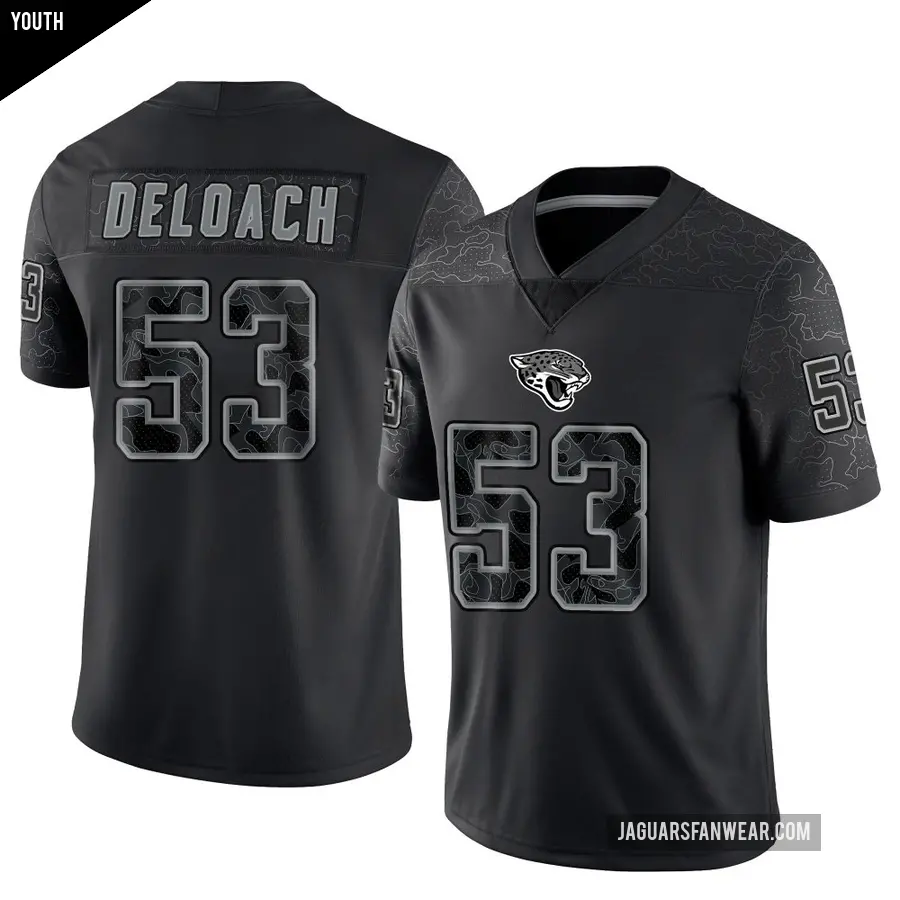 Youth Jacksonville Jaguars ＃53 Kalen DeLoach Black Limited Reflective Jersey