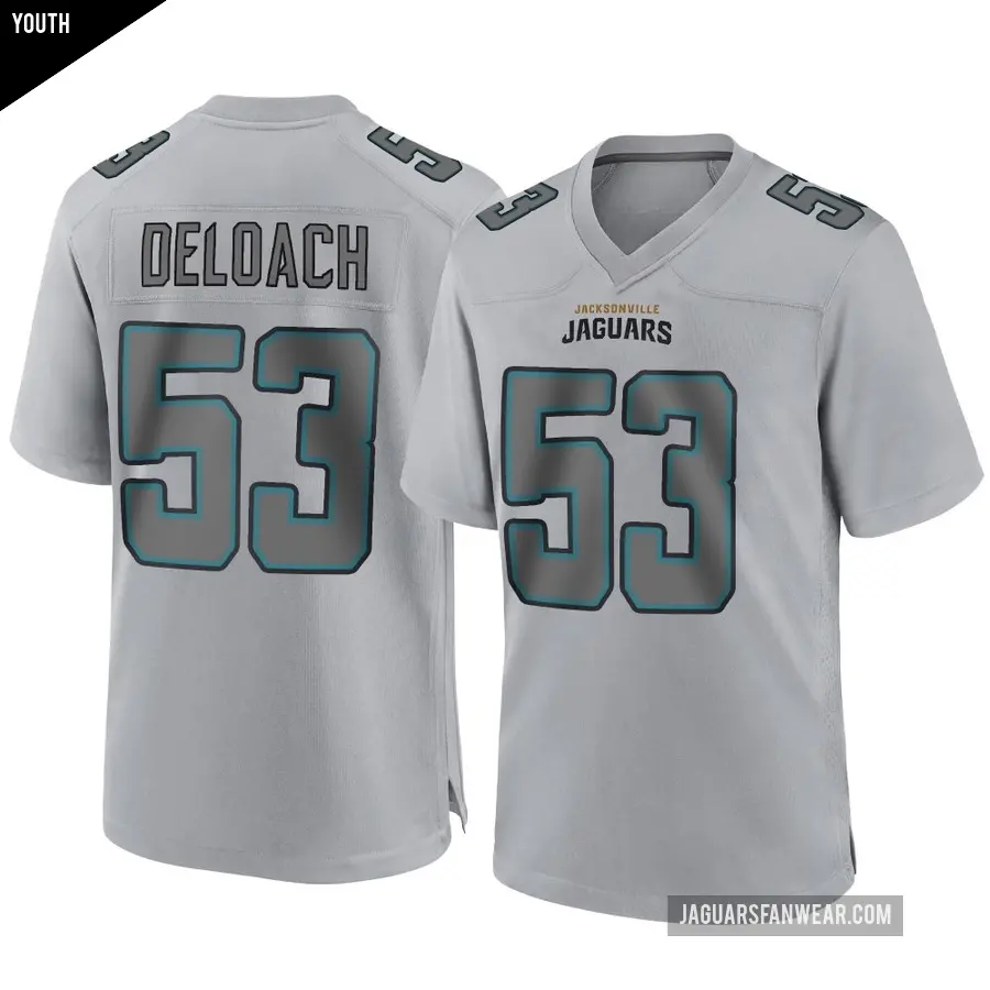 Youth Jacksonville Jaguars ＃53 Kalen DeLoach Gray Game Atmosphere Fashion Jersey