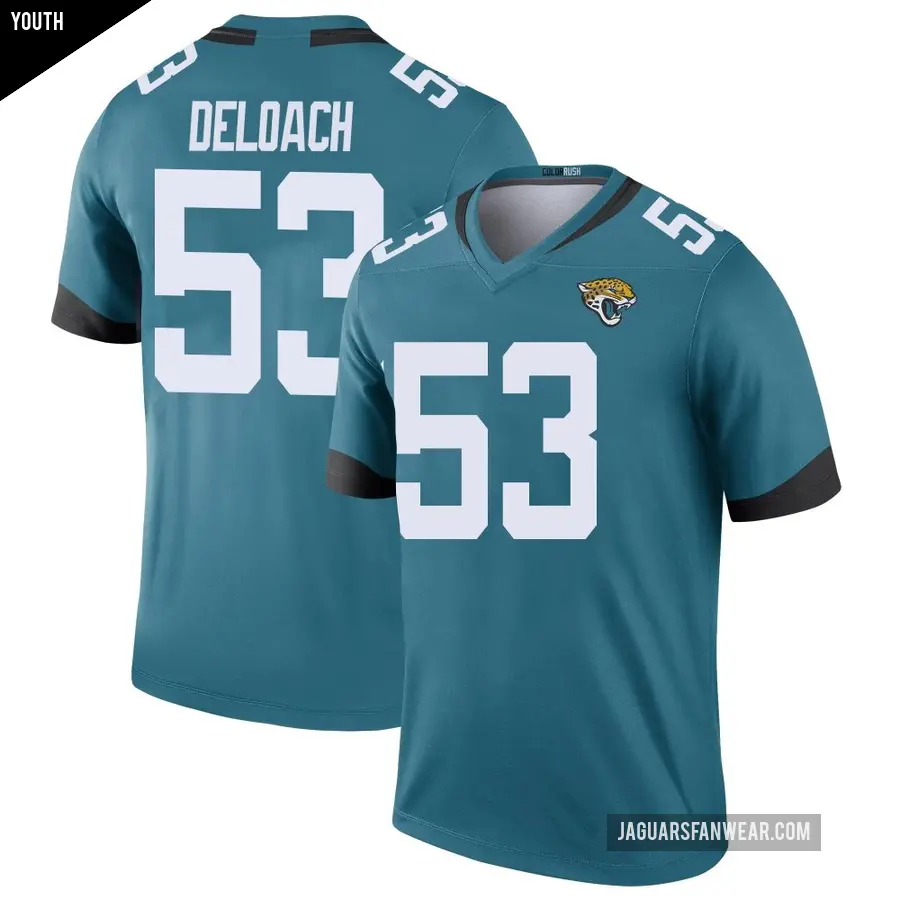 Youth Jacksonville Jaguars ＃53 Kalen DeLoach Teal Legend Color Rush Jersey