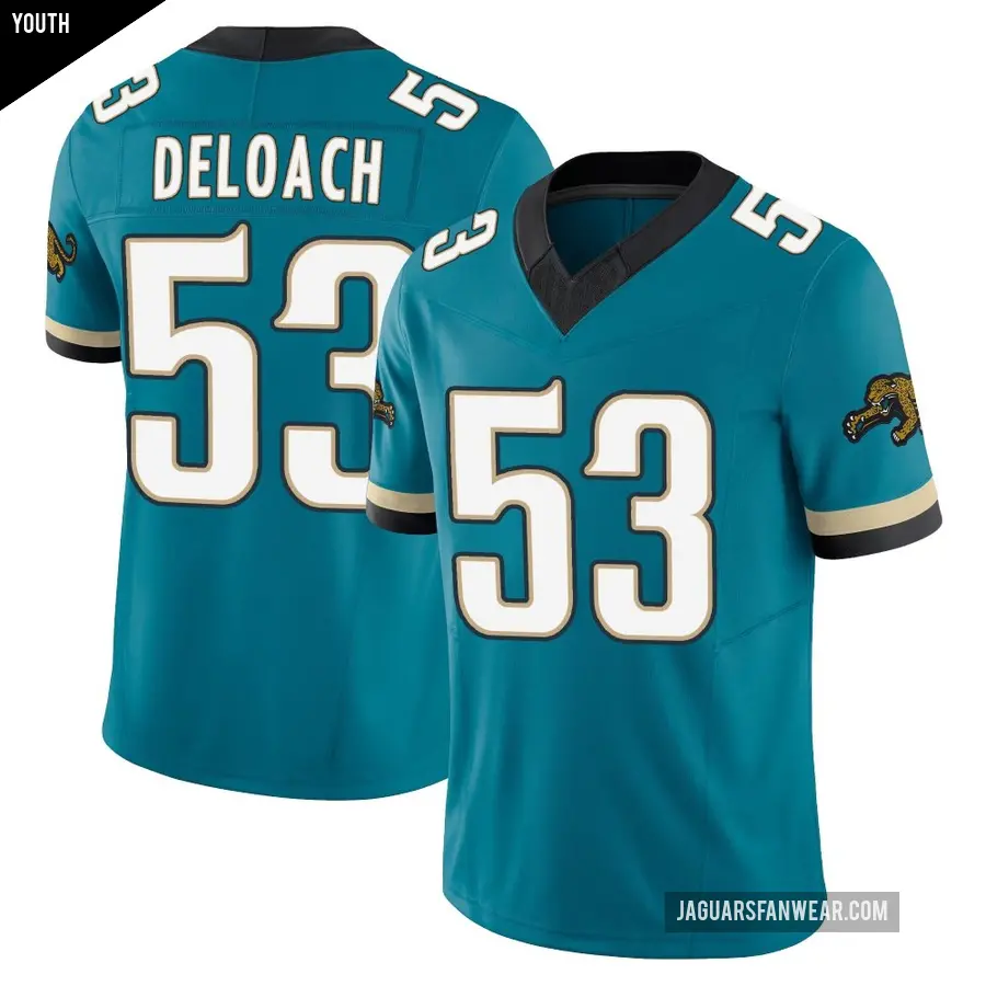 Youth Jacksonville Jaguars ＃53 Kalen DeLoach Teal Limited Prowler Throwback Vapor F.U.S.E. Jersey
