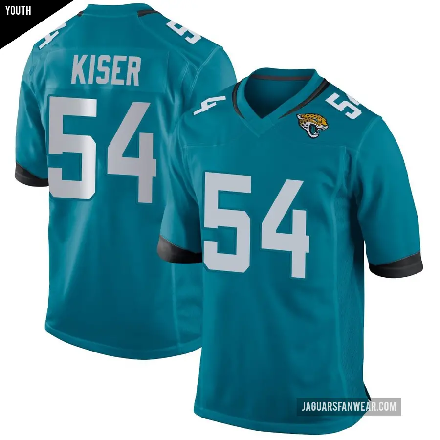 Youth Jacksonville Jaguars ＃54 Jack Kiser Teal Game Jersey