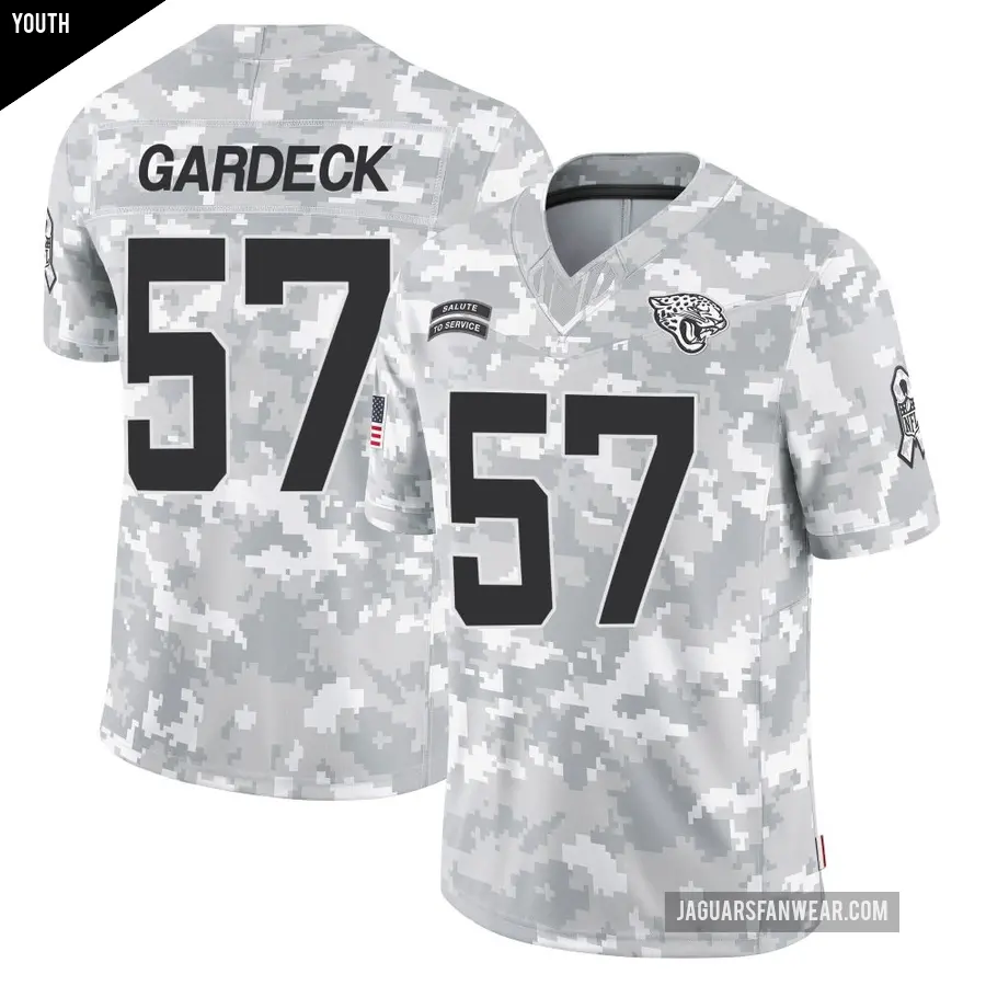 Youth Jacksonville Jaguars ＃57 Dennis Gardeck Arctic Camo Limited 2024 Salute to Service Jersey