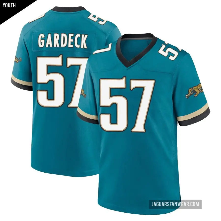 Youth Jacksonville Jaguars ＃57 Dennis Gardeck Teal Game Prowler Throwback Jersey
