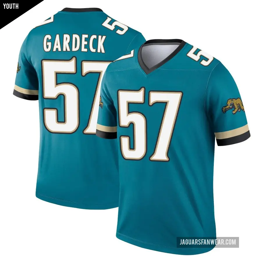 Youth Jacksonville Jaguars ＃57 Dennis Gardeck Teal Legend Prowler Throwback Jersey