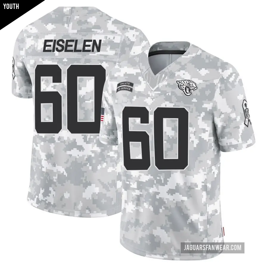 Youth Jacksonville Jaguars ＃60 Dieter Eiselen Arctic Camo Limited 2024 Salute to Service Jersey