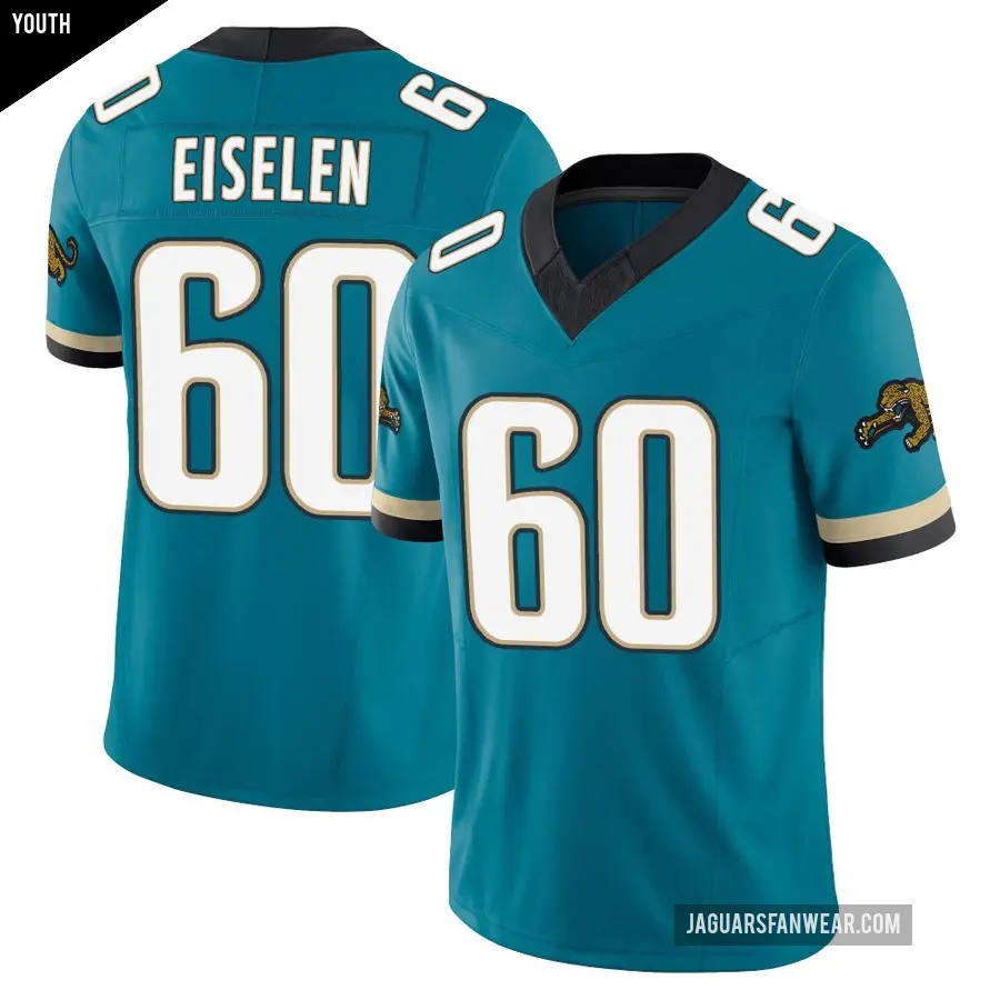 Youth Jacksonville Jaguars ＃60 Dieter Eiselen Teal Limited Prowler Throwback Vapor F.U.S.E. Jersey