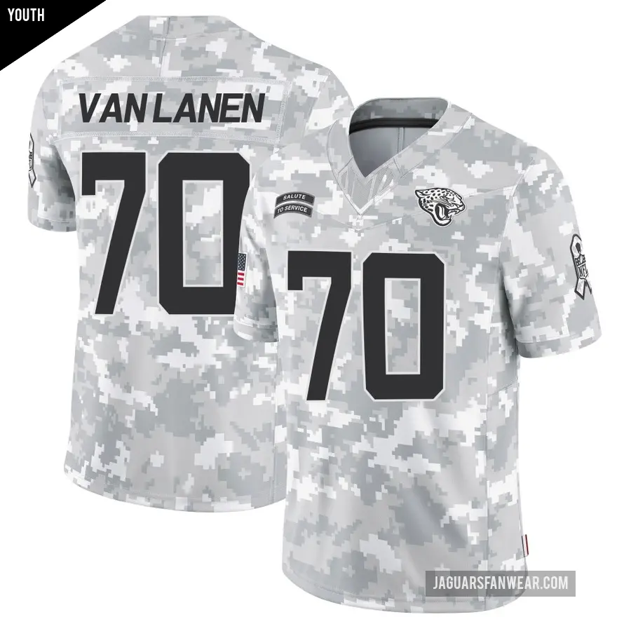 Youth Jacksonville Jaguars ＃70 Cole Van Lanen Arctic Camo Limited 2024 Salute to Service Jersey