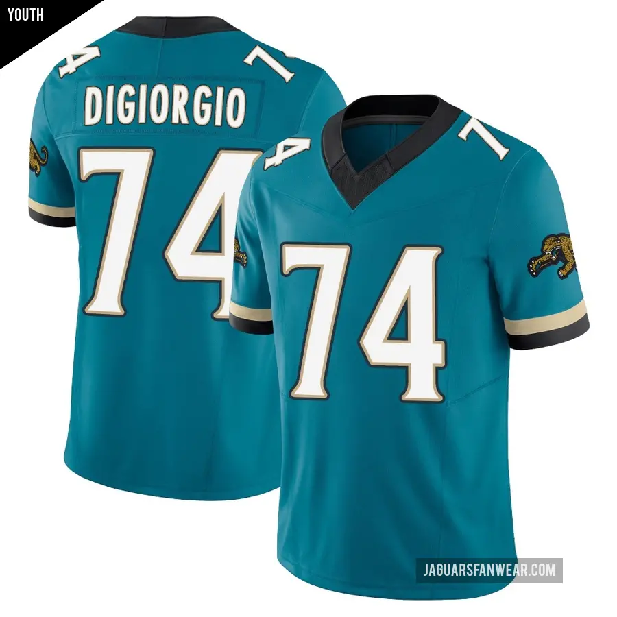 Youth Jacksonville Jaguars ＃74 Garrett DiGiorgio Teal Limited Prowler Throwback Vapor F.U.S.E. Jersey