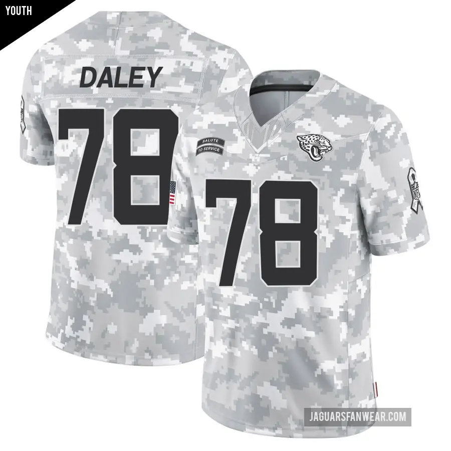 Youth Jacksonville Jaguars ＃78 Dennis Daley Arctic Camo Limited 2024 Salute to Service Jersey