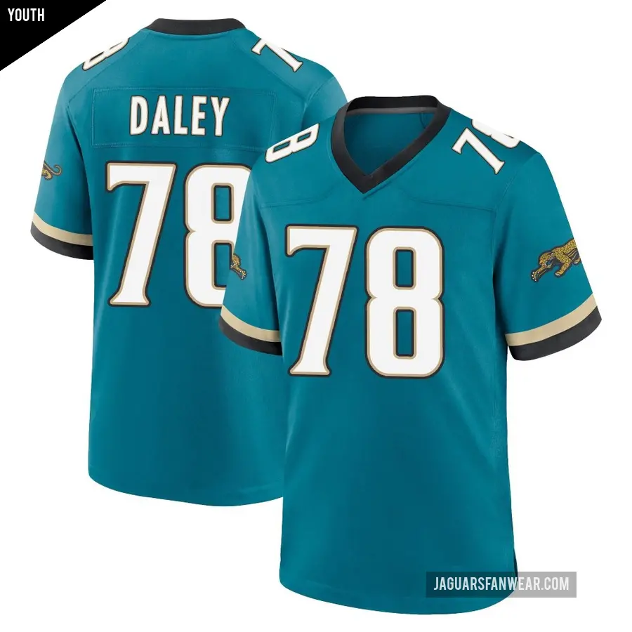 Youth Jacksonville Jaguars ＃78 Dennis Daley Teal Game Prowler Throwback Jersey