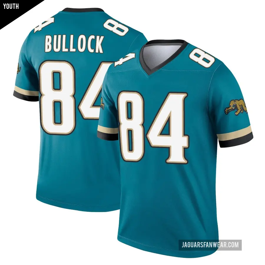 Youth Jacksonville Jaguars ＃84 Alex Bullock Teal Legend Prowler Throwback Jersey