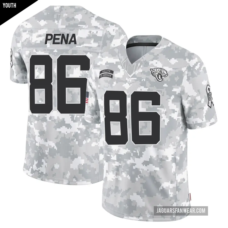 Youth Jacksonville Jaguars ＃86 Trebor Pena Arctic Camo Limited 2024 Salute to Service Jersey
