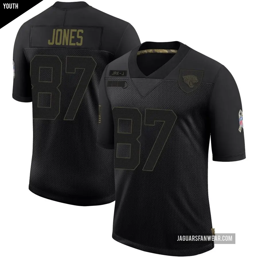Youth Jacksonville Jaguars ＃87 J.J. Jones Black Limited 2020 Salute To Service Jersey