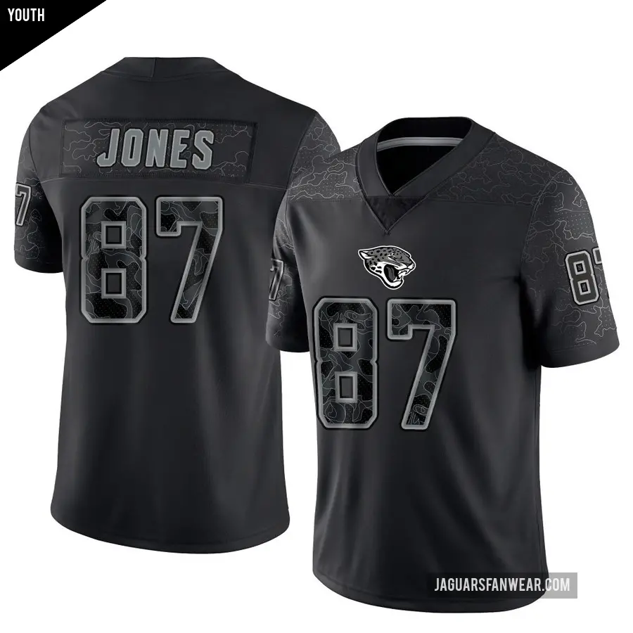 Youth Jacksonville Jaguars ＃87 J.J. Jones Black Limited Reflective Jersey
