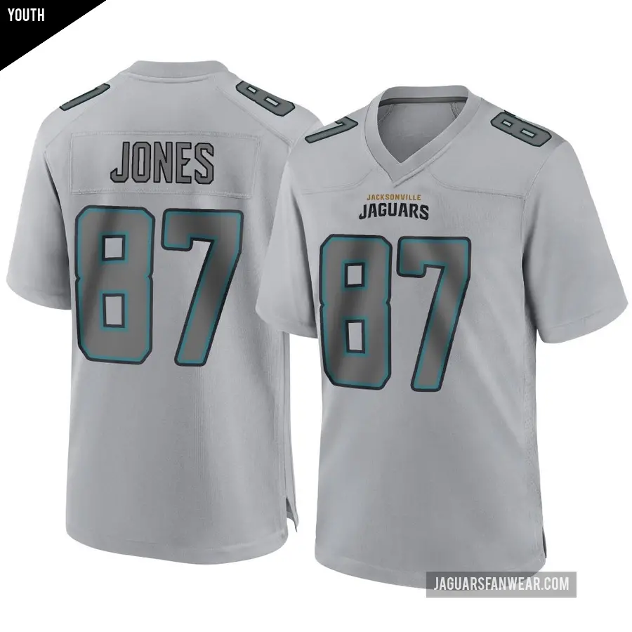 Youth Jacksonville Jaguars ＃87 J.J. Jones Gray Game Atmosphere Fashion Jersey