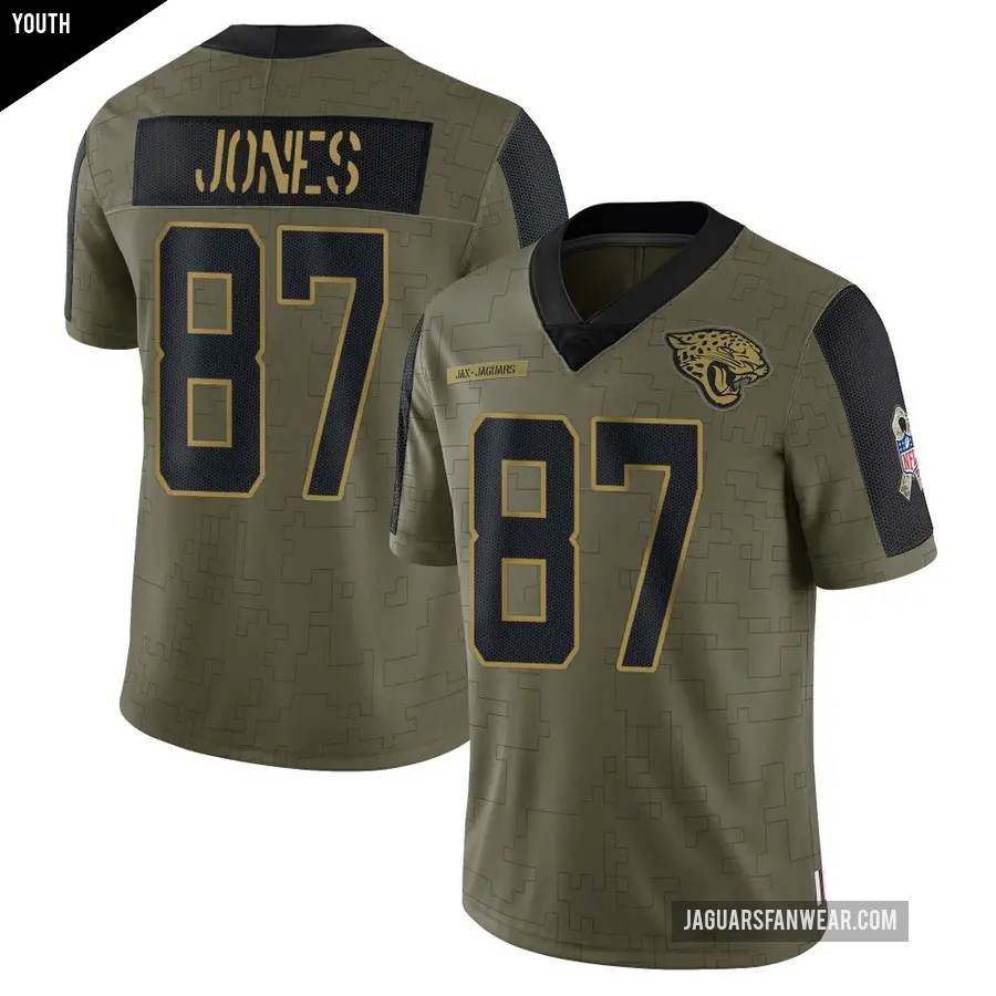 Youth Jacksonville Jaguars ＃87 J.J. Jones Olive Limited 2021 Salute To Service Jersey