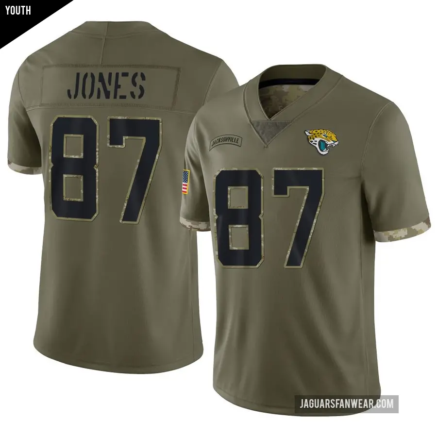 Youth Jacksonville Jaguars ＃87 J.J. Jones Olive Limited 2022 Salute To Service Jersey