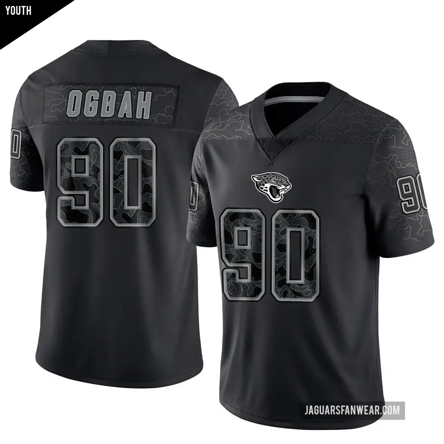 Youth Jacksonville Jaguars ＃90 Emmanuel Ogbah Black Limited Reflective Jersey