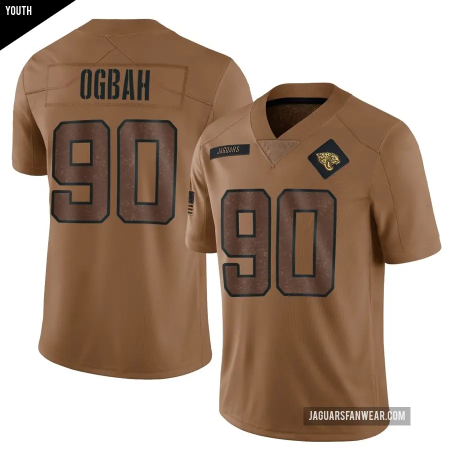 Youth Jacksonville Jaguars ＃90 Emmanuel Ogbah Brown Limited 2023 Salute To Service Jersey