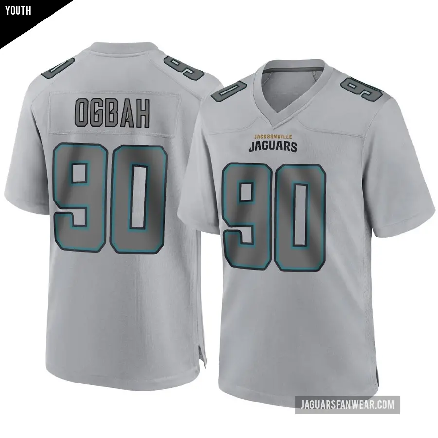 Youth Jacksonville Jaguars ＃90 Emmanuel Ogbah Gray Game Atmosphere Fashion Jersey
