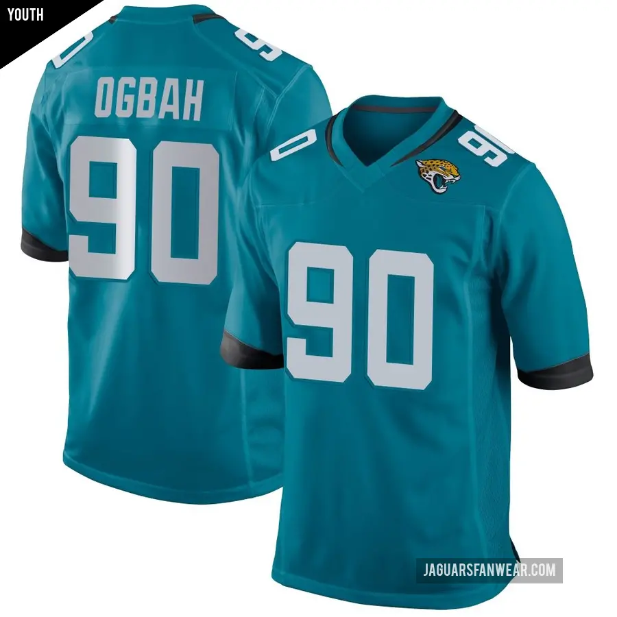Youth Jacksonville Jaguars ＃90 Emmanuel Ogbah Teal Game Jersey