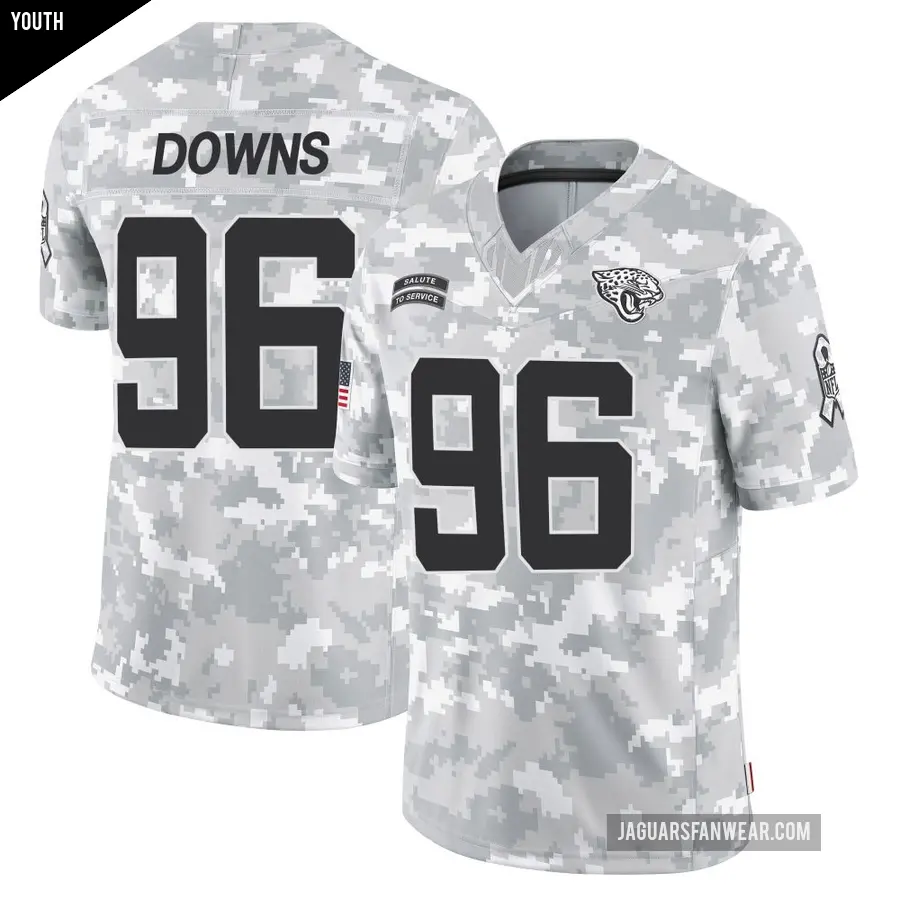 Youth Jacksonville Jaguars ＃96 Ethan Downs Arctic Camo Limited 2024 Salute to Service Jersey