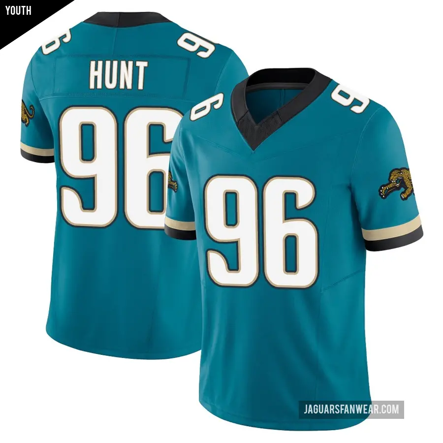 Youth Jacksonville Jaguars ＃96 Jalen Hunt Teal Limited Prowler Throwback Vapor F.U.S.E. Jersey